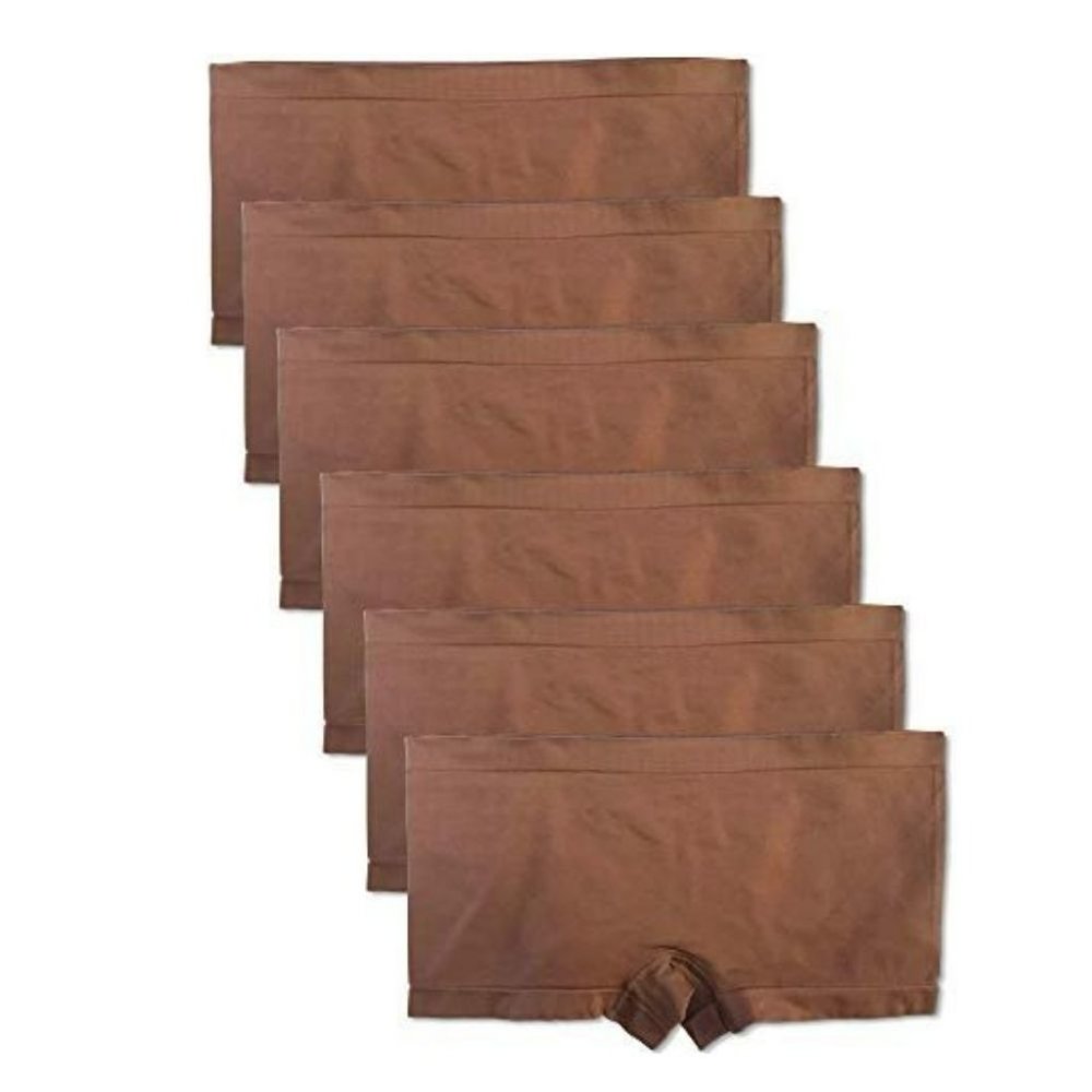 6 Pack Women's Plus Boyshorts Seamless 1X-3X A8+ Caramel New NWB
